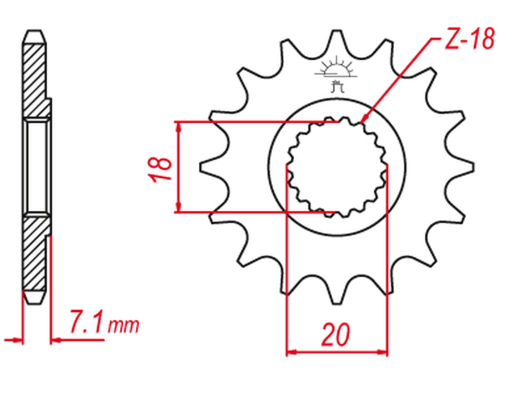 Sprocket front GROSSKOPF 43214G (+1, JTF427.14)