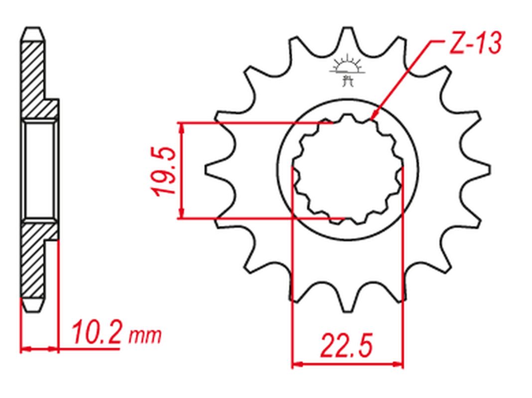 GROSSKOPF sprocket front 435 15 (+2), dr 250 90-93 (+2), dr 350 90-99, DR-Z 400 00-20 (JTF432.15) (43515G)