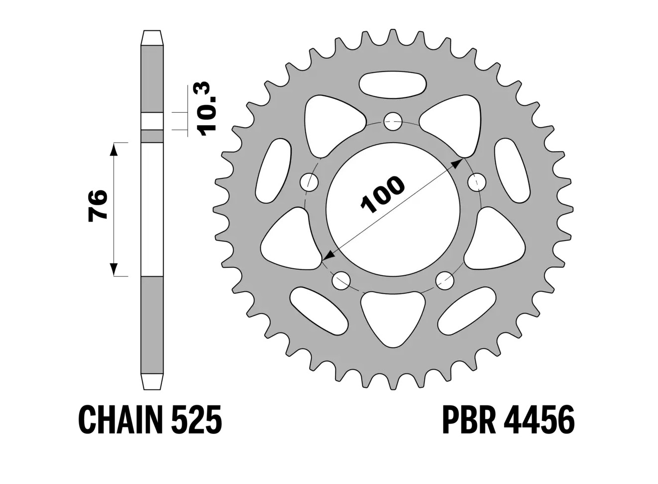 PBR 13/07 zadní řetězové kolečko 4456 42 (řetěz 520) (MADE IN ITALY)