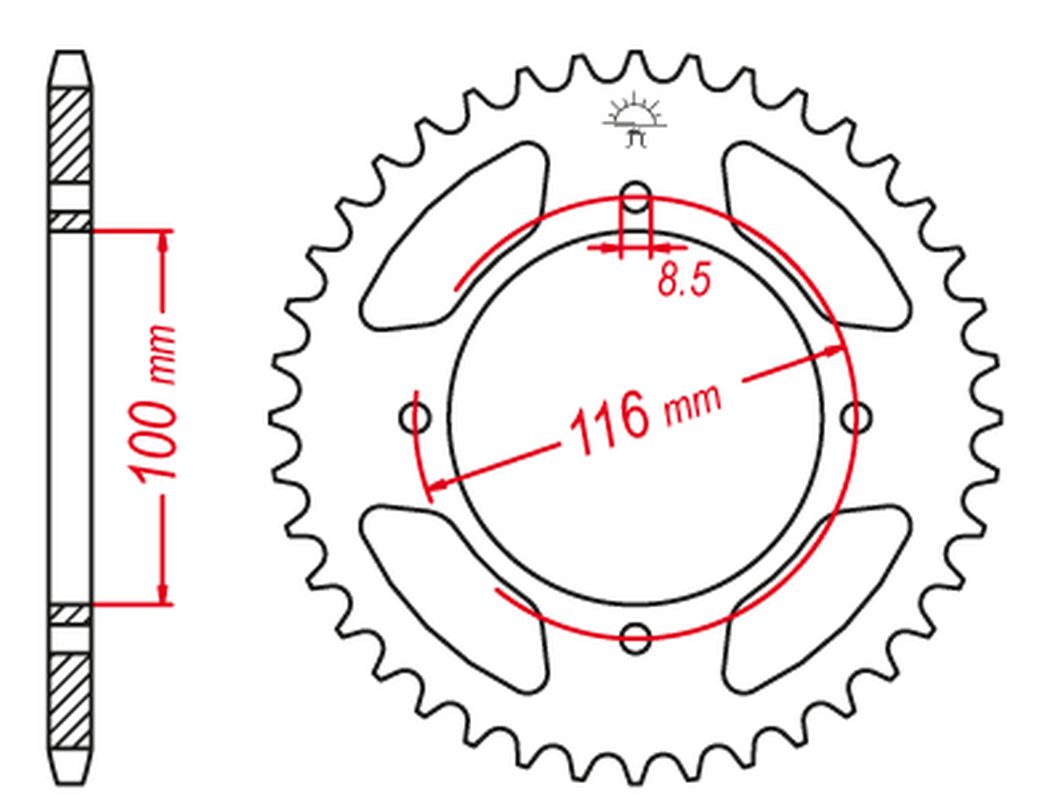 Levně GROSSKOPF rozeta hliníková barva stříbrná 467 54 KAWASAKI KX 80 98-00, KX 85 01-20, KX 100 00-21 (JTR461.54) (řetěz 420) (GROSSKOPF rozeta hliníková)