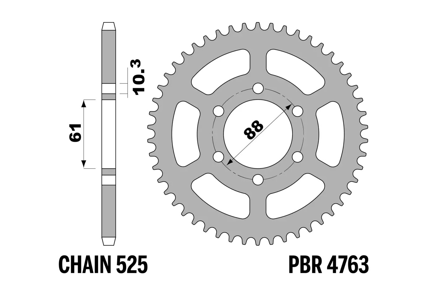 PBR 13/07 zadní řetězové kolečko 4763 38 (řetěz 520) (MADE IN ITALY)