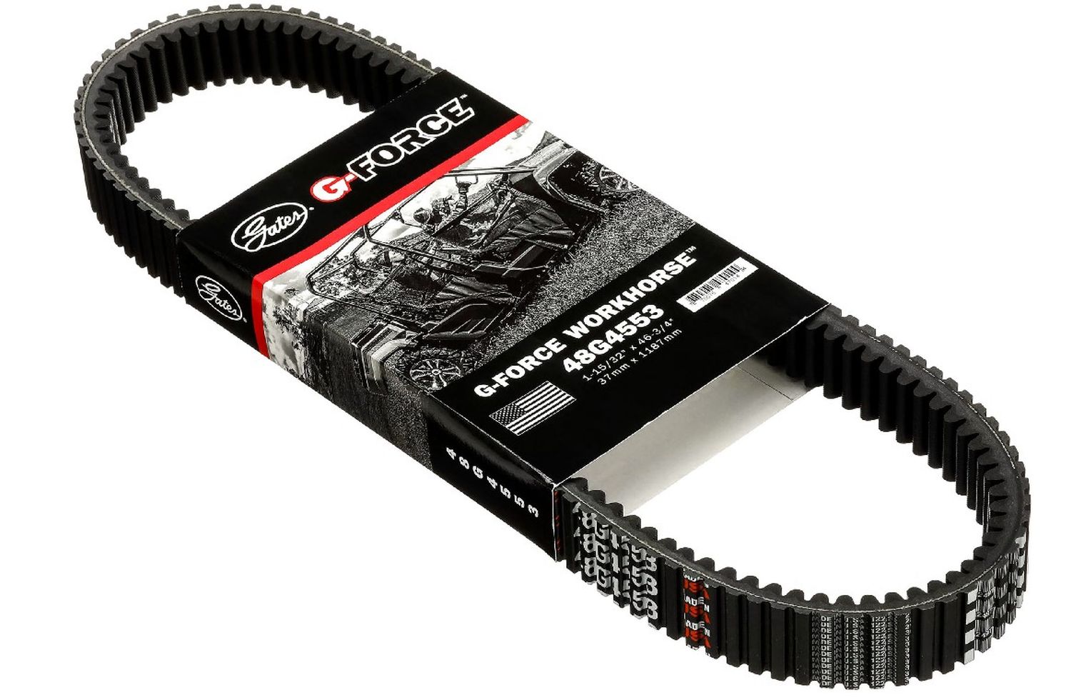 GATES hnací řemen SNOW G-FORCE (1187X37X15,9mm) BOMBARDIER EXPEDITION/SKANDIC 550/600/800/1000 05-11, LYNX YETI 550/600/800/1300 04-12, POLARIS 340/440/500/550 INDY/SUPER SPORT/TRAIL 01-10 (48G4553) (nahrazuje 9827-01015)