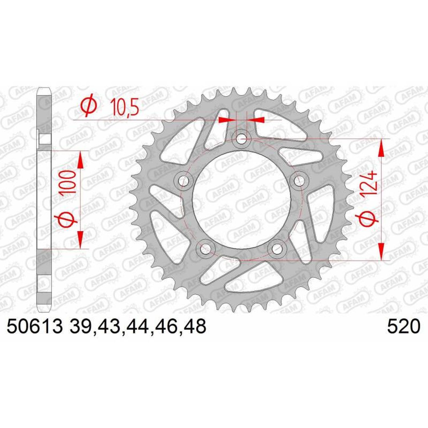 AFAM zadní řetězové kolečko 4444 44 DUCATI PANIGALE 899 14-15, SCRAMBLER 800 15-18 (-2) (řetěz 520) (JTR746.44)