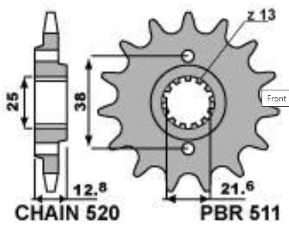 Sprocket front GROSSKOPF 51114G (JTF509.14)
