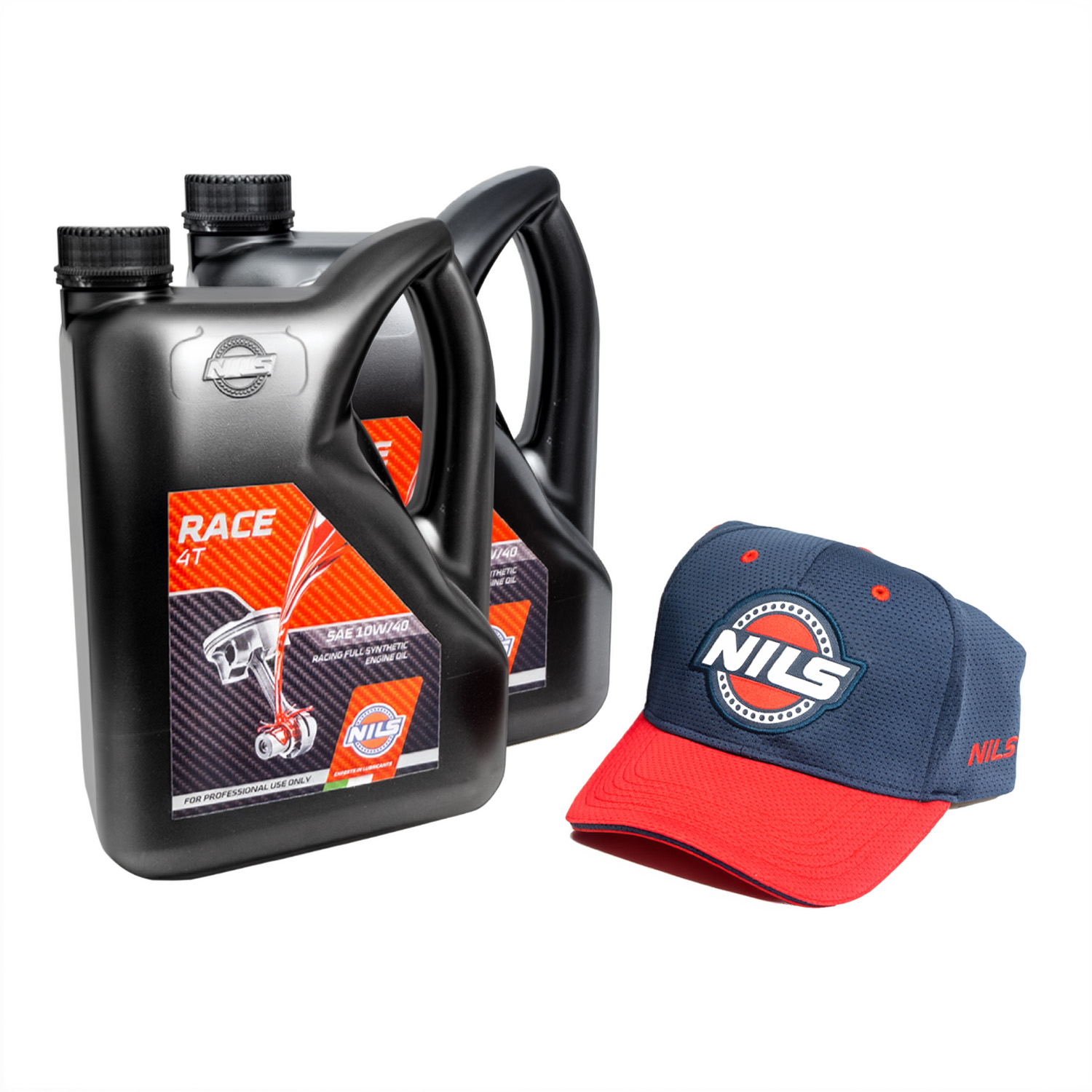NILS PROMO 4T RACE engine oil SAE 10W40 100% synthetic 2 X4 L + red-blue cap (PROMO)