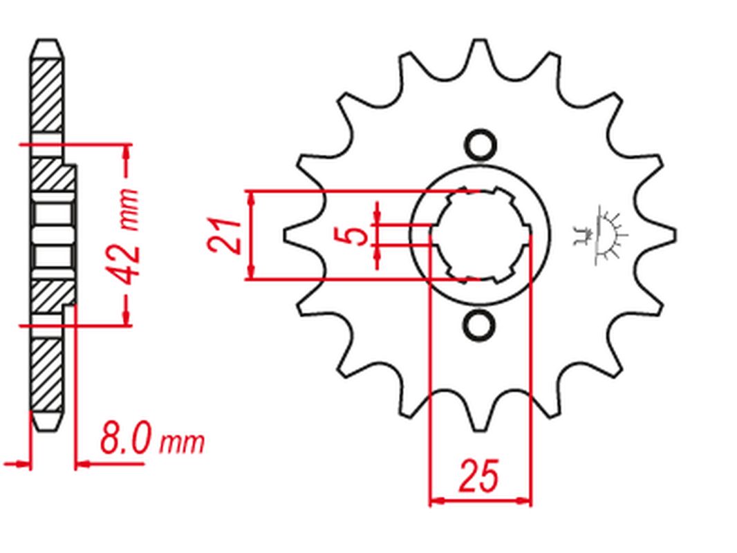 Sprocket front GROSSKOPF 57513G (-2, -1, JTF575.13)