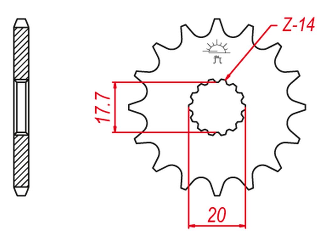 GROSSKOPF sprocket front 577 15 (+1) dt 125r/x 90-06 (-1), tzr 125 93-99 (-1) (JTF558.15) (57715G)