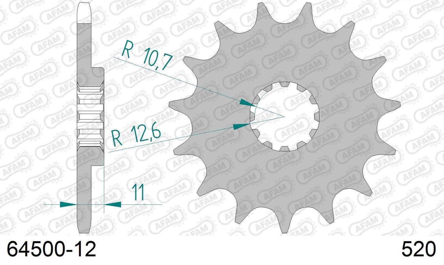 AFAM přední pastorek 727 12 HUSQVARNA CR/WR/TC/TE 125/250/300/310/410/510/610 (řetěz 520) (JTF824.12)