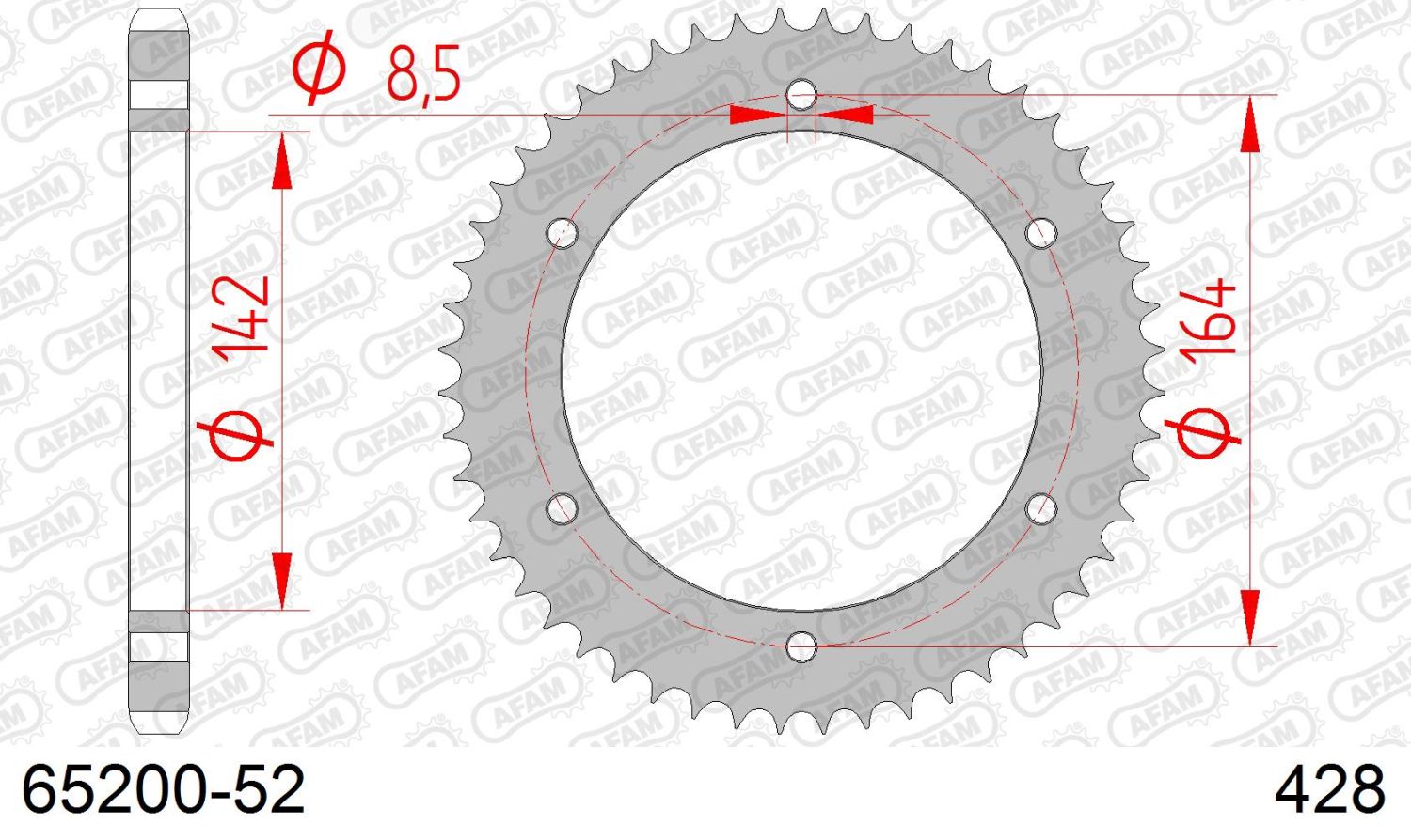 AFAM rear sprocket 4525 52 HYOSUNG GT 125 '03-'15 (JTR1067.52) (chain 428)