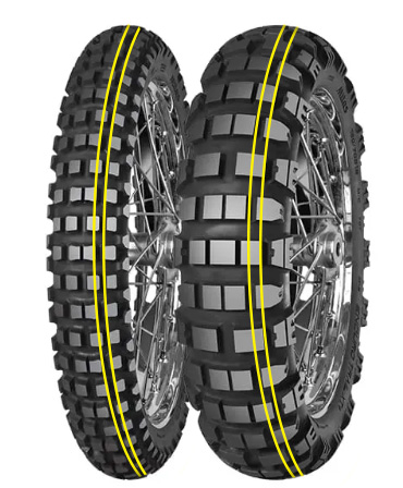 MITAS 130/80B18 ENDURO TRAIL XT+ DAKAR (DVOJITÝ žlutý PASEK) 72R M+S ZADNÍ TL TT DOT 2025 (náhrada:70000490) (460126) (MITAS 130/80B18 ENDURO TRAIL)