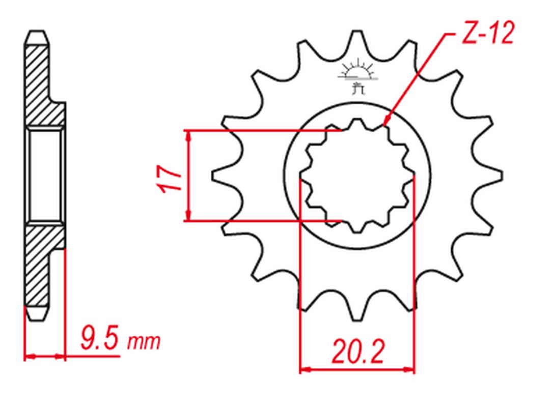 GROSSKOPF řetězové kolo přední 7005 12 KTM SX 60 98-01, SX 65 98-03 (JTF1906.12) (GROSSKOPF řetězové kolo přední 7005 12 KTM SX 60 98-01, SX 65 98-03)