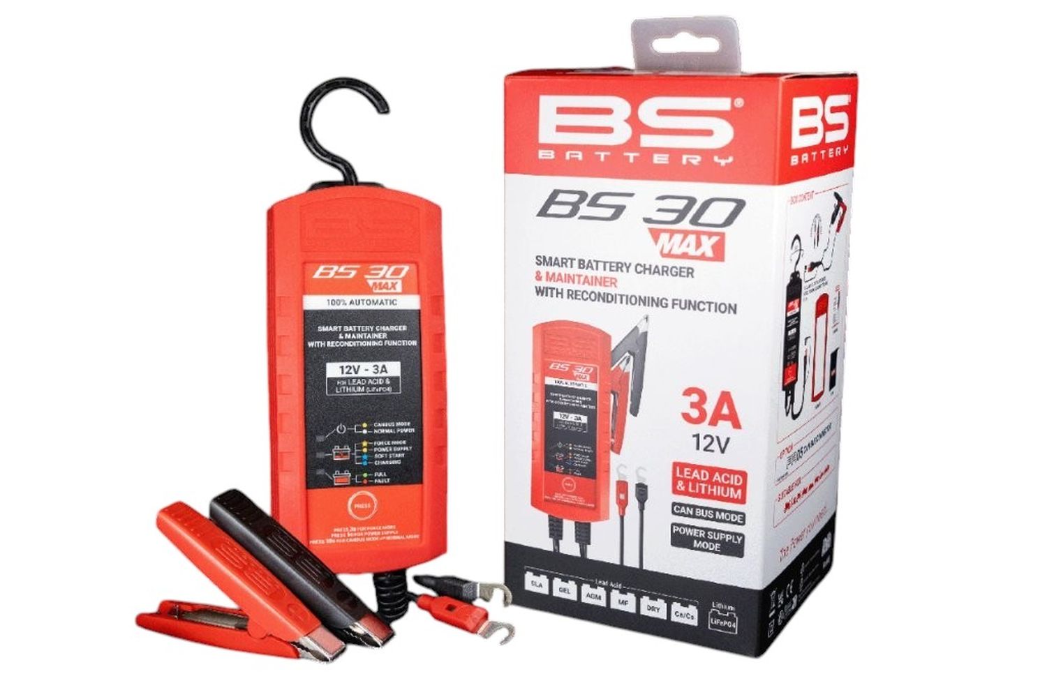 BS nabíječka akumulátorů BS30 MAX 12V STD/AGM/GEL/SLA/LITHIUM (LIFEP04) s funkcí CAN BUS a udržování napětí, 3A do 60AH (EL) (10)