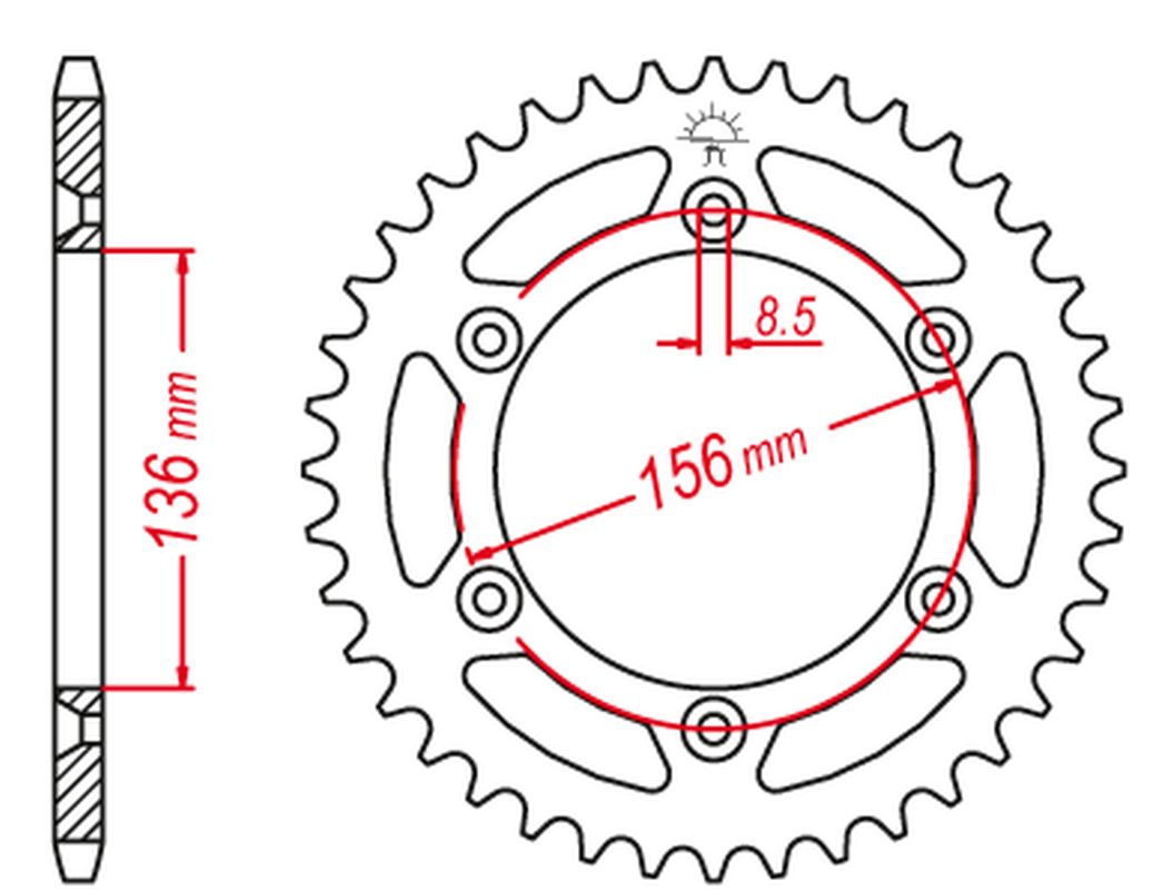 JR rozeta hliníková T7075 (ergal) 820 48 (82048) HUSQVARNA CR/WR/TE/TC 90-13, BETA RR 05-12 (JTR822.48) (řetěz 520) barva stříbrná