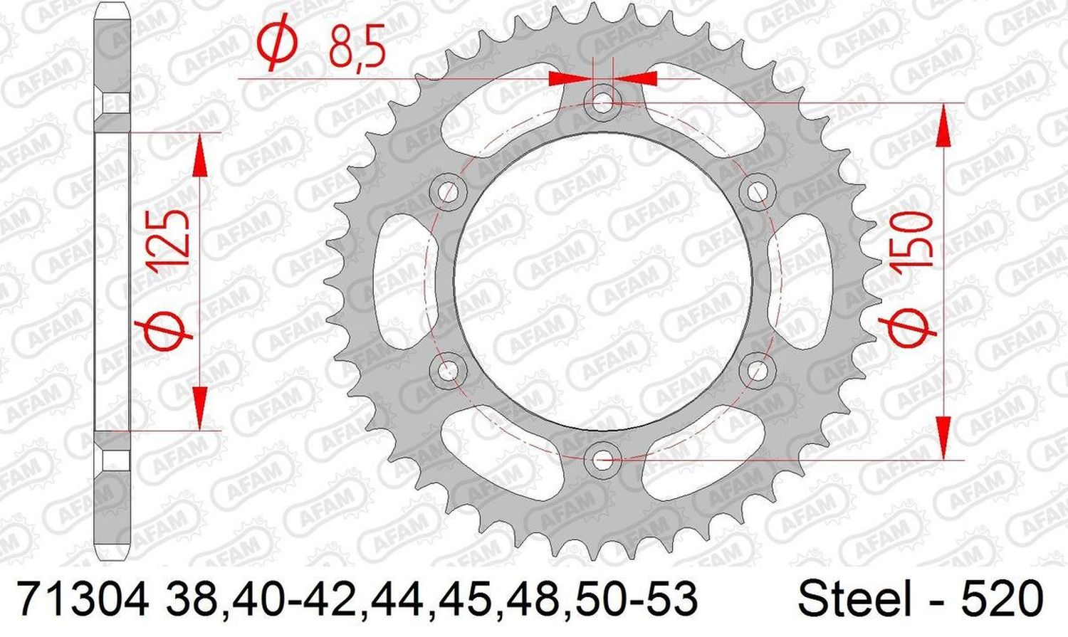 AFAM řetězové kolečko zadní 899 41 KTM SX/EXC (řetěz 520) (JTR897.41)
