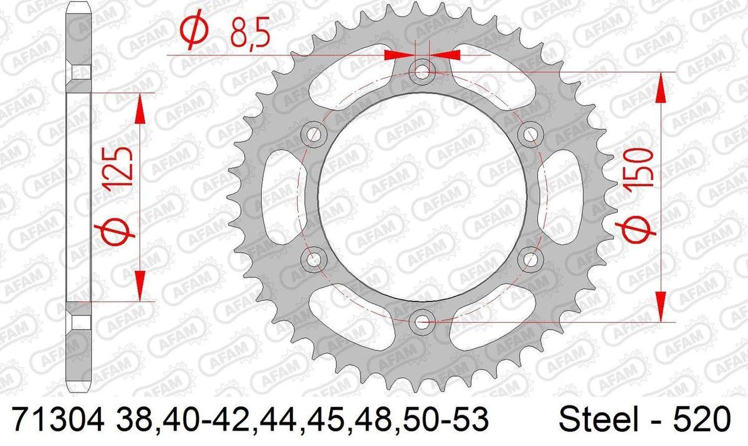 AFAM řetězové kolečko zadní 899 42 KTM SX/EXC (řetěz 520) (JTR897.42)