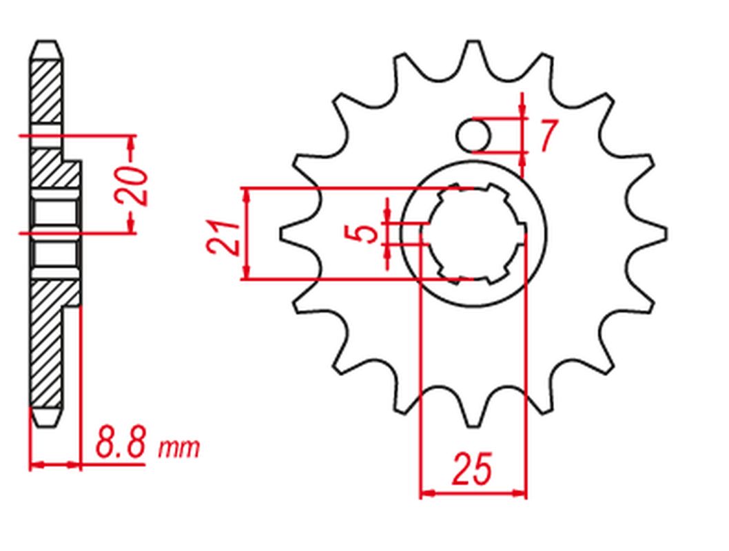 GROSSKOPF řetězové kolo přední 725 14 HUSQVARNA CR/WR 250 90-00, CR/WR 360 92-00, CAGIVA WMX 250 88-92 (JTF507.14) (bez otvoru)