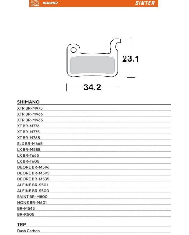 MOTO-MASTER bike pro brake pads sinteredmetallic suitable for shimano xtr BR-M975, BR-M966, BR-M965, xt BR-M776, BR-M775, BR-M765, slx BR-M665, saint BR-M800, deore BR-M596, BR-M595, BR-M535 (730154)