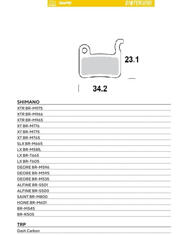 MOTO-MASTER bike pro brake pads sinteredsport metallic suitable for shimano xtr BR-M975, BR-M966, BR-M965, xt BR-M776, BR-M775, BR-M765, slx BR-M665, saint BR-M800, deore BR-M596, BR-M595, BR-M535 (730155)