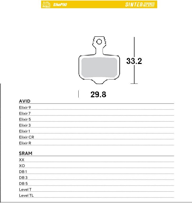 MOTO-MASTER bike pro brake pads sinteredsport metallic suitable for avid elixir 9 / 7 / 5 / 3 / 1 / cr / r, sram xx, xo,db1,db 3, db 5, levelt, level tl (730655)