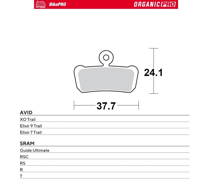 MOTO-MASTER bike pro brake pads organic pro suitable for avid xo trail, elixir 9 trail, elexir 7 trail, sram quide ultimate, rsc, rs, r, t (730833)