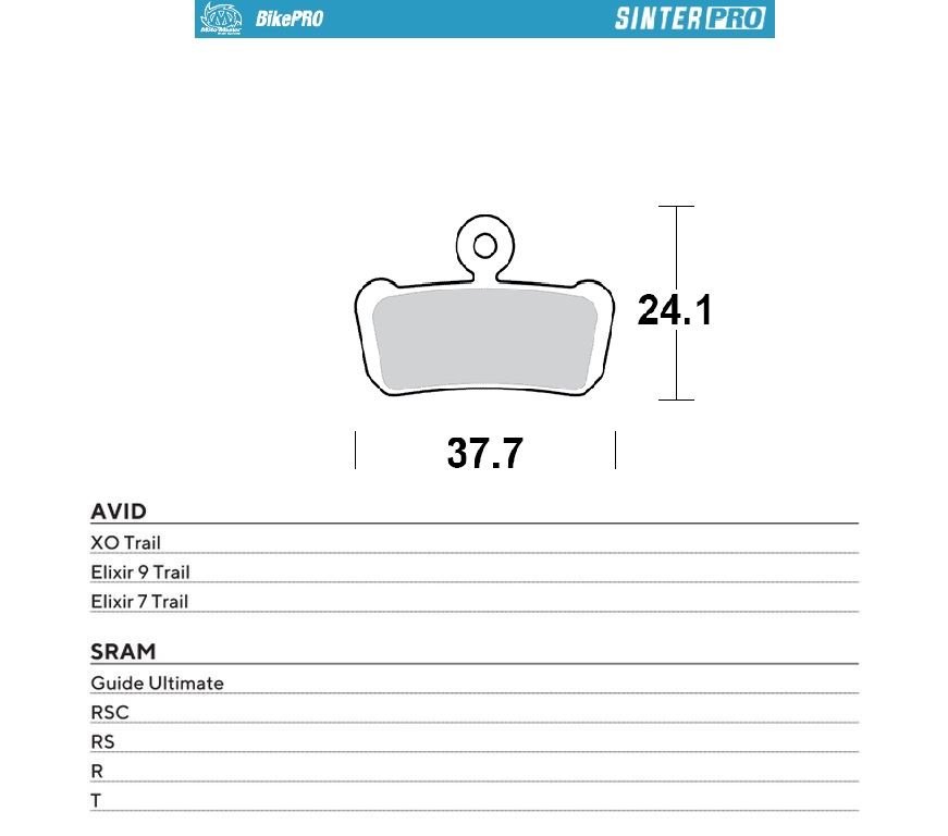 MOTO-MASTER bike pro brake pads sinteredpro metallic suitable for avid xo trail, elixir 9 trail, elexir 7 trail, sram quide ultimate, rsc, rs, r, t (730846)