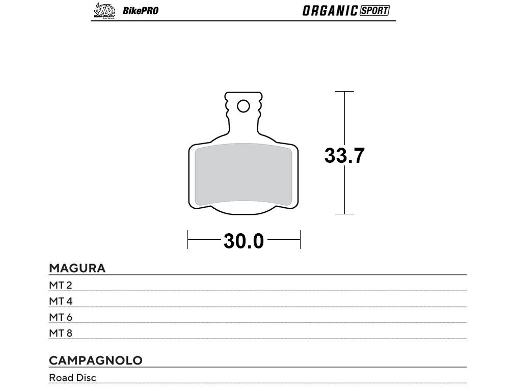 MOTO-MASTER bike pro brake pads organic sport suitable for magura mt 2, mt 4, mt 6, mt 8, campagnolo road disc (730942)