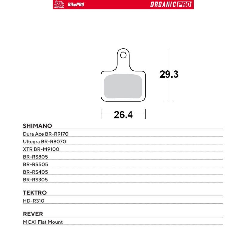 MOTO-MASTER bike pro brake pads organic pro suitable for shimano dura ace BR-R9170, ultegra BR-R8070, xtr BR-M9100, BR-RS805, BR-RS505, BR-RS405, BR-RS305, tektro HD-R310 (731833)