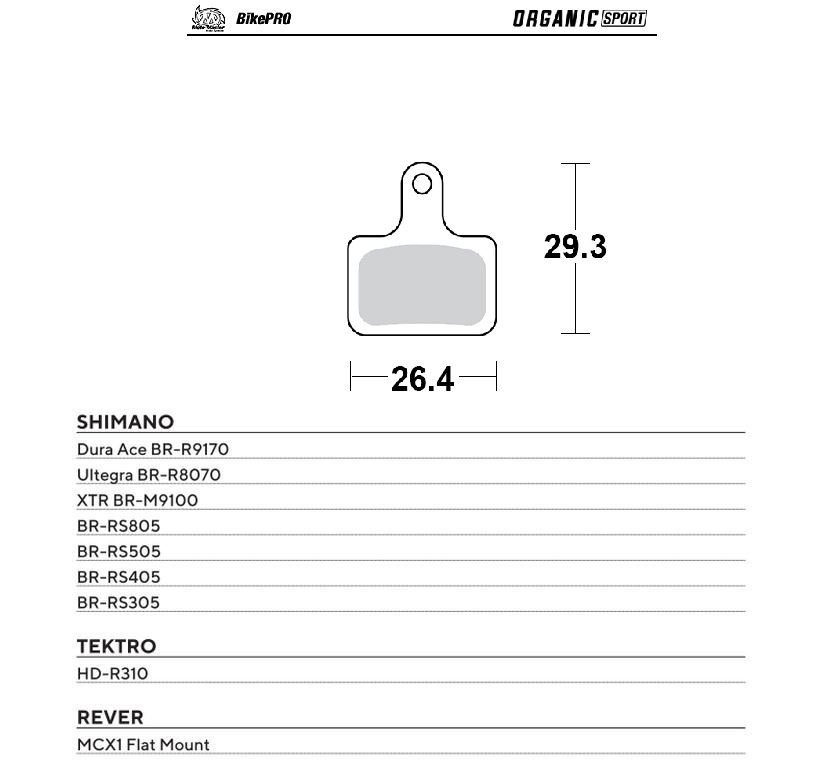MOTO-MASTER bike pro brake pads organic sport suitable for suitable for shimano dura ace BR-R9170, ultegra BR-R8070, xtr BR-M9100, BR-RS805, BR-RS505, BR-RS405, BR-RS305, tektro HD-R310 (731842)