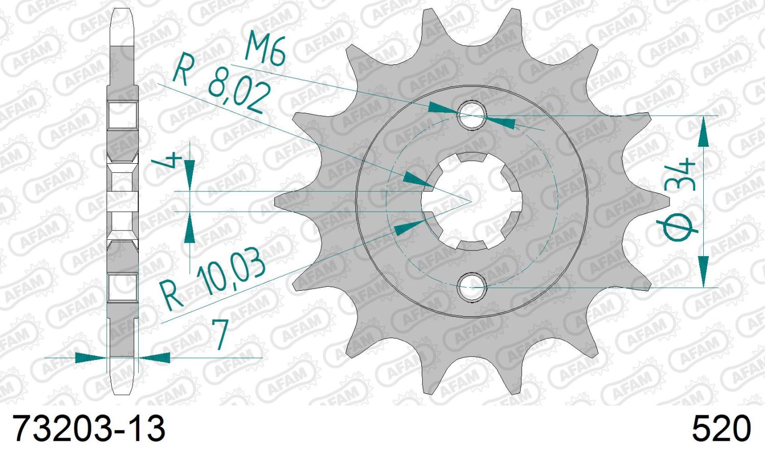 AFAM přední pastorek 2247 13 KTM 125 DUKE '11-'24, KTM 200 DUKE '12-'24 (JTF1903.13) (řetěz 520)
