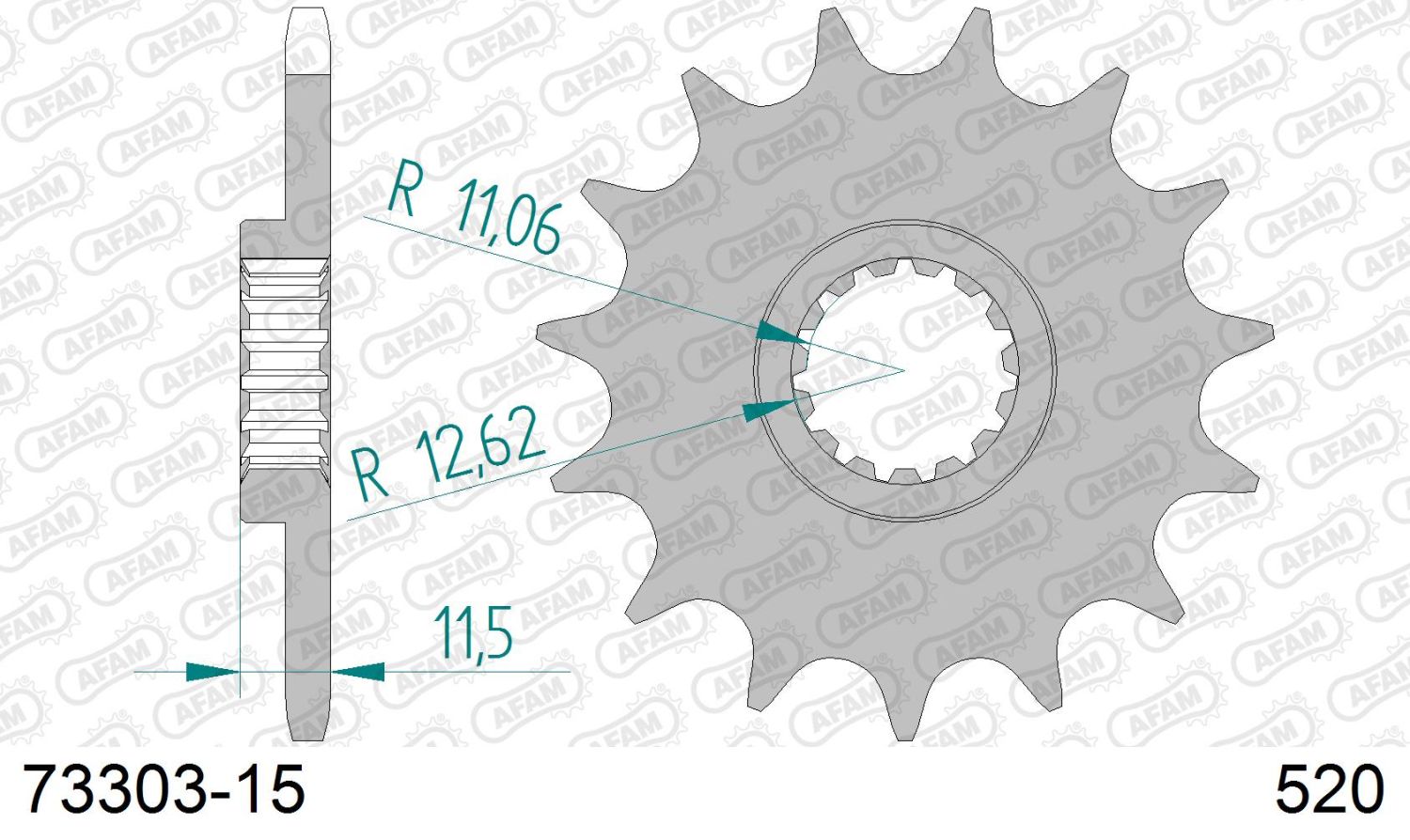 AFAM přední pastorek 1252 15 KTM LC4 400/600/620/640/690 (JTF1902.15) (řetěz 520)