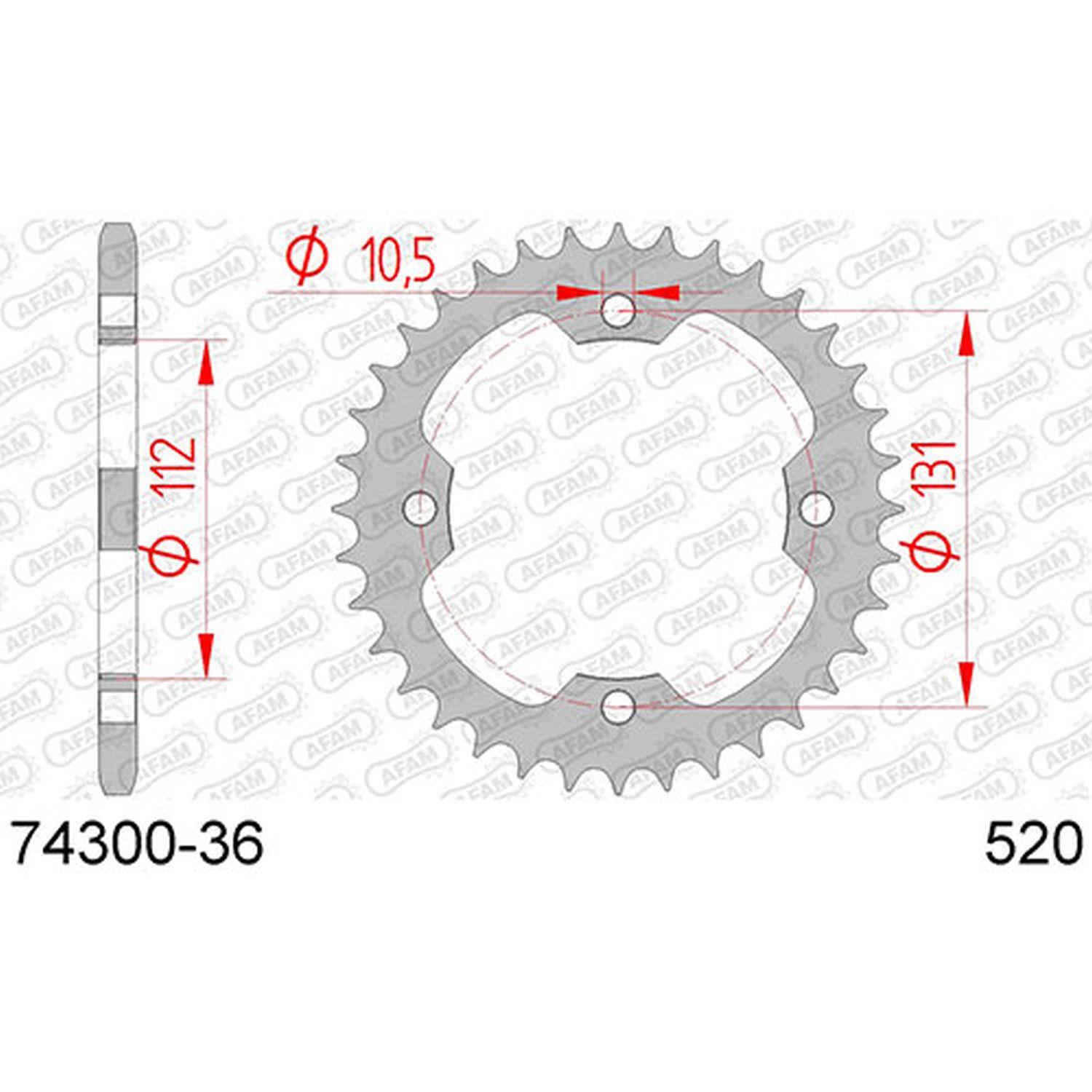 AFAM řetězové kolečko zadní 4485 36 (448536) KYMCO KXR, KXU, MAXXER, MXU 250/300 '02-'15 (řetěz 520) (JTR1072.36)
