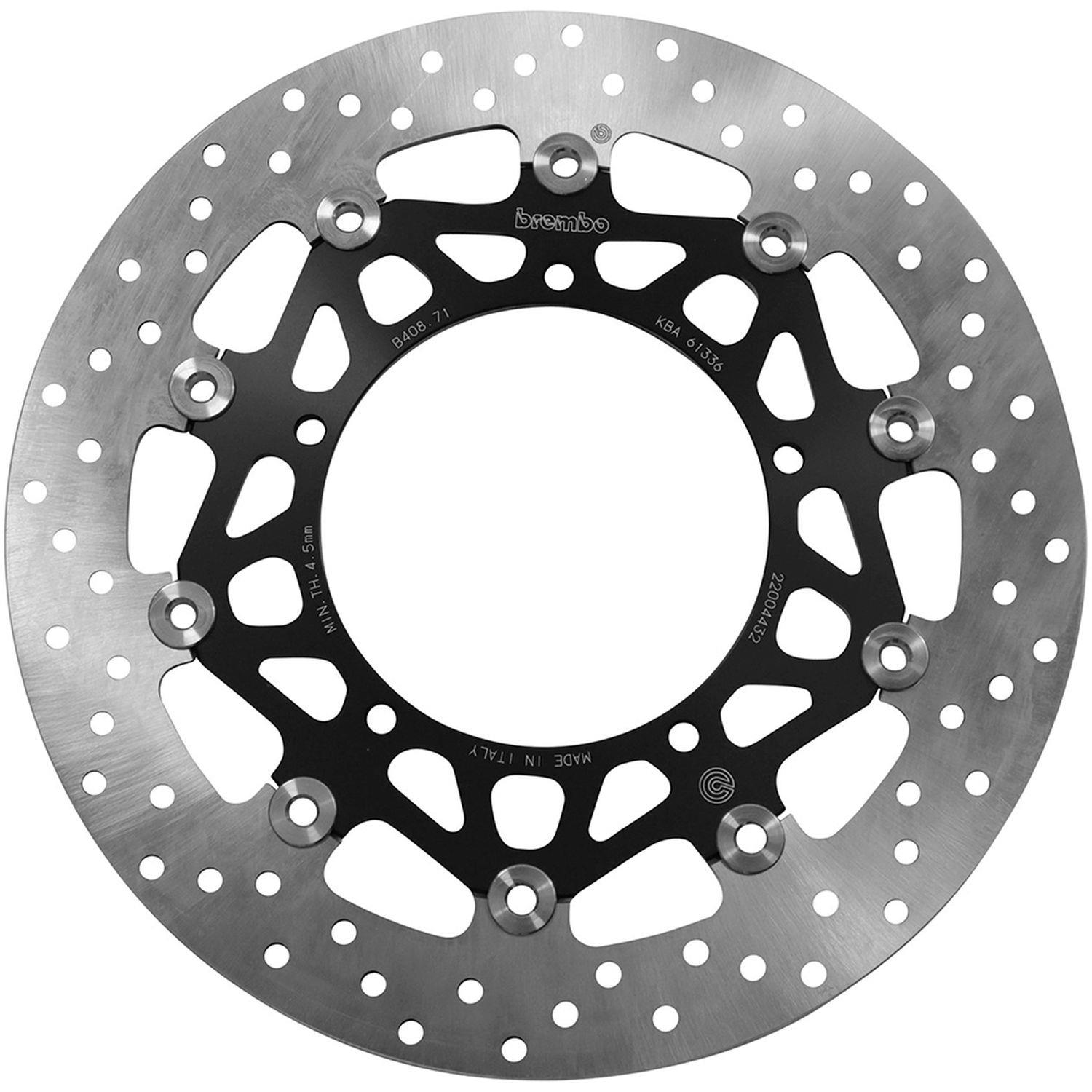 BREMBO přední plovoucí brzdový kotouč YAMAHA FZ 1 FAZER '08-'10, FZ 1 N FAZER '06-'15, MT-10 '16-'24, YZF R1 '04-'24, V-MAX 1700 '09-'16, YZF R6 '17-'24, YZF R9 '25, (320X132X5MM) (5X8,5MM)