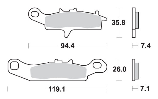 SBS brzdové destičky KH349 OFF-ROAD sintrované barva zlatá KAWASAKI KFX 450 07-15, KVF 650 BRUTE FORCE 05-11, PRAIRE 01-03, HFX 700 V-FORCE 04-13, SUZUKI 700 QUADRUNNER, TWIN PEAKS ;04-06 pravý přední