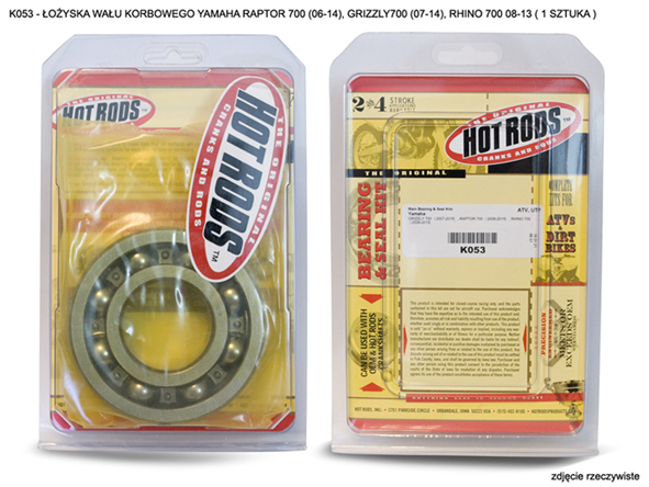 HOT RODS Crankshaft Bearing - 1 piece YAMAHA RAPTOR YFM 700 (06-25), GRIZZLY 700 (07-25), RHINO 700 08-13