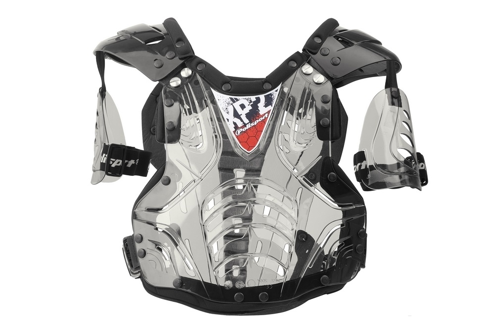POLISPORT kryt klece hrudní XP2 s chrániči ramen barva průhledný/černá rozměr univerzální