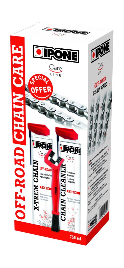 IPONE OFF ROAD CHAIN CARE sada na čištění a mazání řetězu (2 X 750ML) s kartáčkem (CARELINE) (AKC) (4)