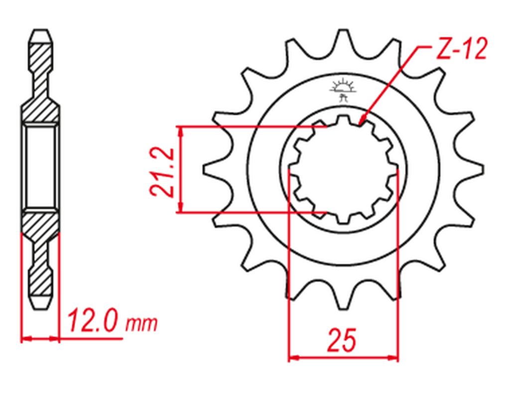 GROSSKOPF řetězové kolo přední 823 13 HUSQVARNA 125/240/250/350/400/430/500 83-89, HUSABERG FC/FE 350 96-01, FC/FE 400 96-03, FE 501 96-01, FE 600 96-01 (řetěz 520) (JTF823.13)