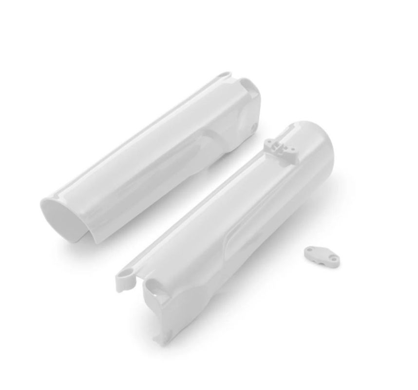 POLISPORT kryty teleskopů KTM SX/SXF 23-26; EXC/EXCF 24-26; HUSQVARNA TE/TC/FE/FC 24-26 barva bílá OEM (POLISPORT kryty teleskopů KTM SX/SXF 23-26;)