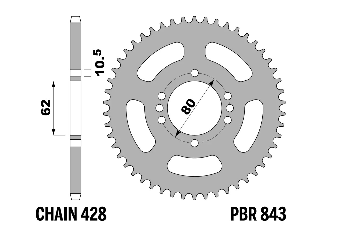 PBR 13/07 zadní řetězové kolečko 843 48 (řetěz 520) (MADE IN ITALY)