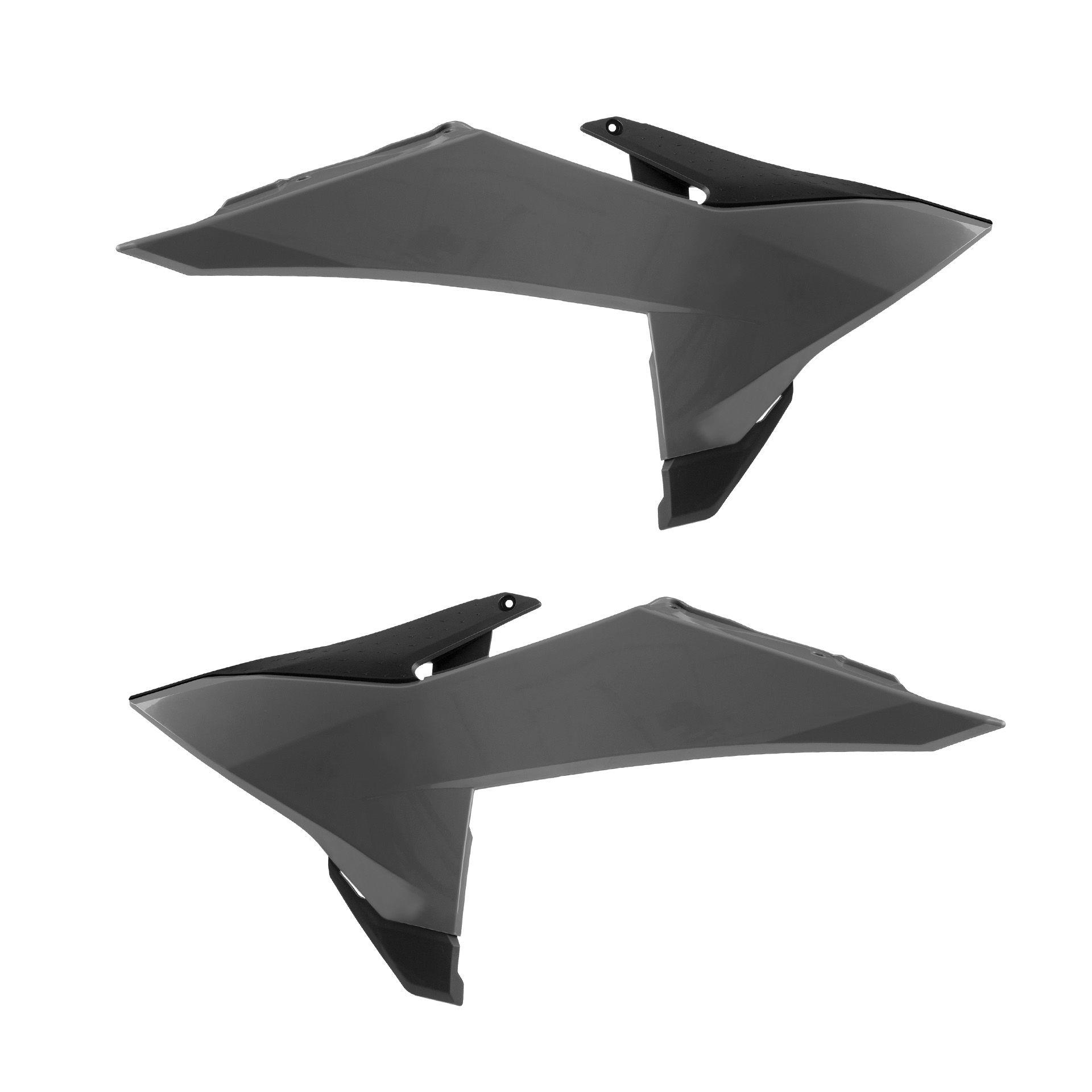 POLISPORT sada krytů chladičů (spojlerů) KTM SX/SXF 125/150/200/250/350/450 25-26; EXC/EXC-F 125/150/200/250/350/450/500 26 barva šedá (nardo šedá)