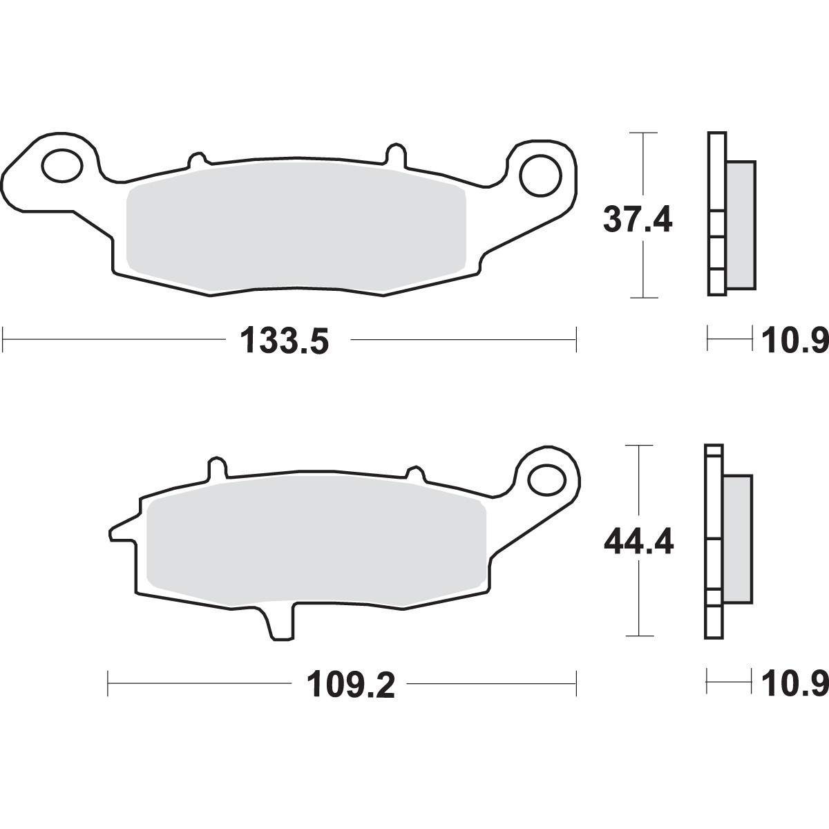 SBS brzdové destičky KH231/2 STREET PERFORMANCE (EXCEL) sintrované barva zlatá zadní KAWASAKI VN900/1500/1600/1700/2000, SUZUKI INTRUDER 1500