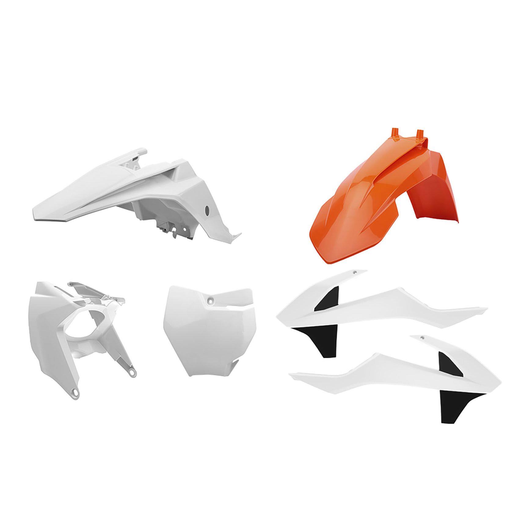 POLISPORT kompletní sada plastů KTM SX 65 16-23 sada obsahuje kryt filtru vzduchu (AIRBOX) barva bílá oranžová (OEM) (POLISPORT kompletní sada plastů)