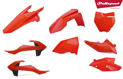 POLISPORT kompletní sada plastů KTM SX/SX-F 16-18 v sadě tabulka přední (8666400006) barva oranžová fluorescenční (POLISPORT kompletní sada plastů)