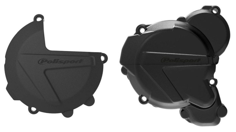 POLISPORT sada krytu alternátoru, spojky a vodního čerpadla KTM EXC/XCW TPI 250/300, HUSQVARNA TE TPI 250/350 `20-23 barva černá (8461700001+8467500001+8485200001)