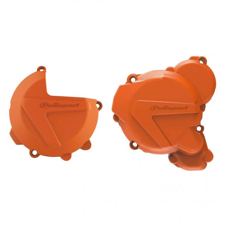 POLISPORT sada krytu alternátoru, spojky a vodního čerpadla KTM EXC/XCW TPI 250/300, HUSQVARNA TE TPI 250/350 `20-23 barva oranžová (8461700002+8467500002+8485200002)