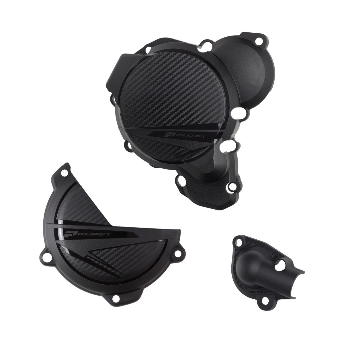 POLISPORT sada krytu alternátoru a spojky vodní pumpy KTM EXC/XC-W 250/300 24-26, HUSQVARNA TE 250/300 24-26 barva černá