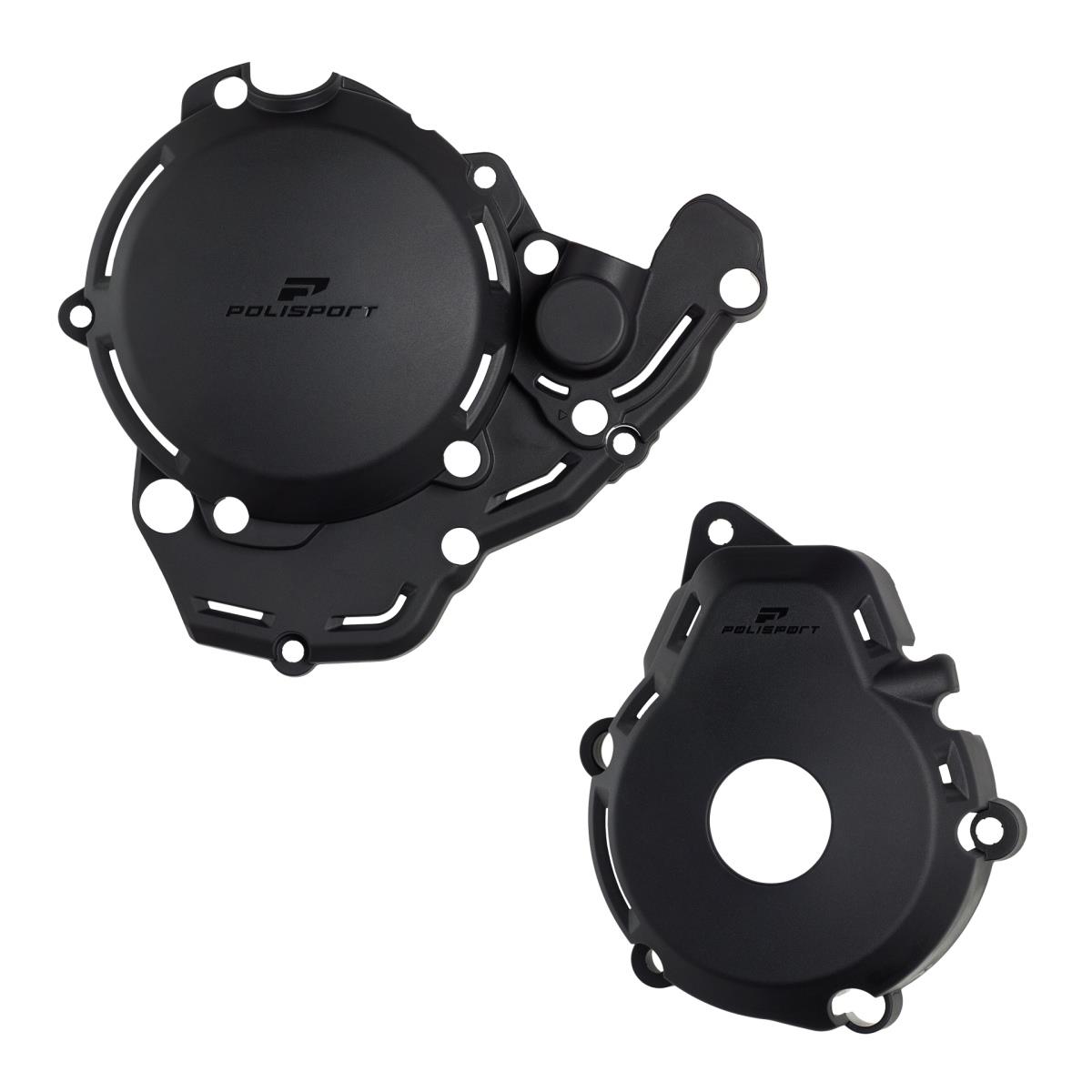 POLISPORT sada krytu alternátoru a spojky vodní pumpy KTM EXC-F 250/350 24-26, HUSQVARNA FE 250/350 24-26, GAS GAS EC-F 250/350 24-26 barva černá