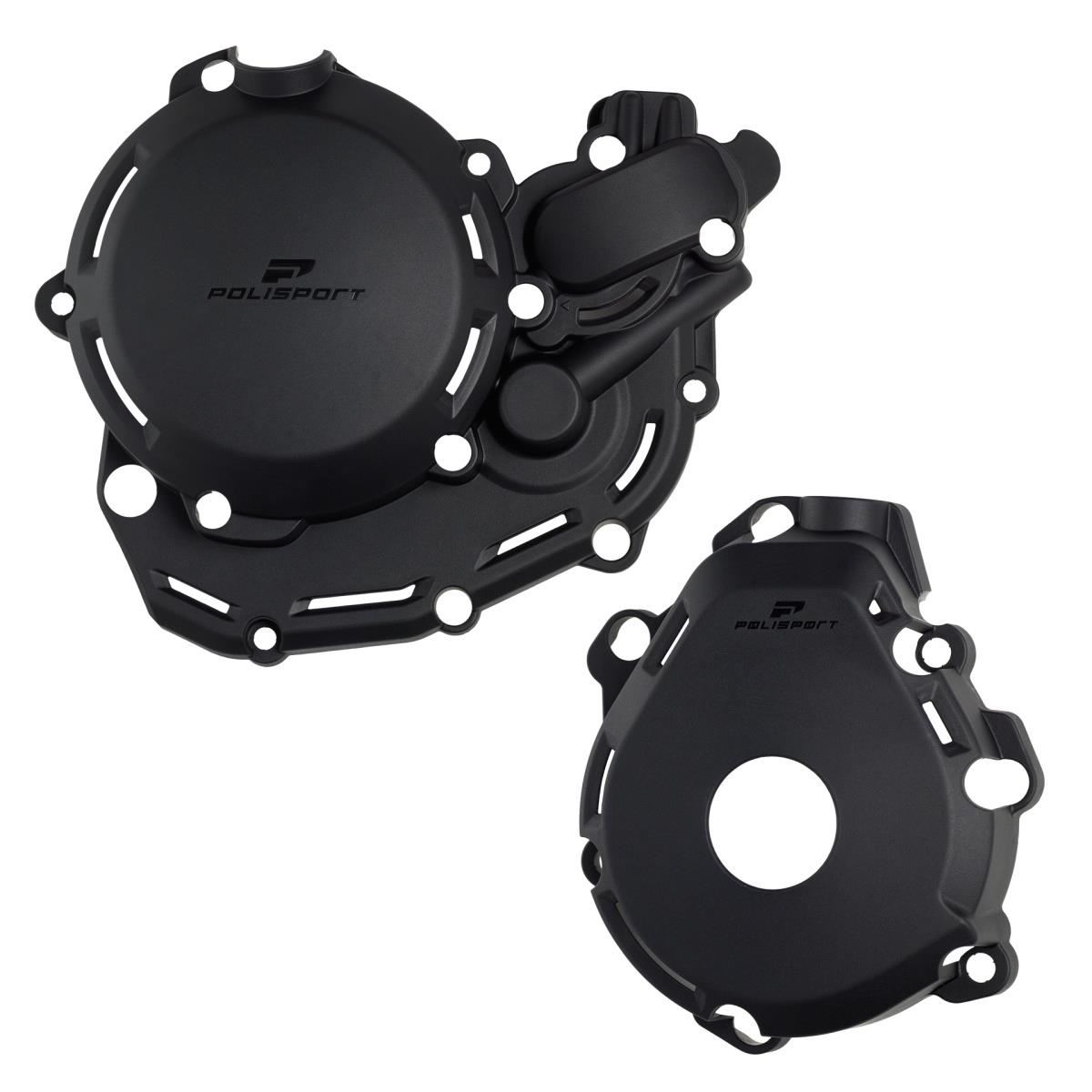 POLISPORT sada krytu alternátoru a spojky vodní pumpy KTM EXC-F 450/500 24-26, HUSQVARNA FE 450/501 24-26, GAS GAS EC-F 450/500 24-26 barva černá