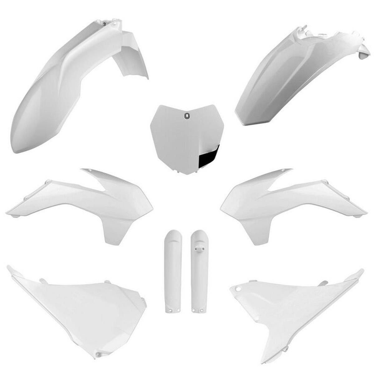 POLISPORT kompletní sada plastů (FULL KIT) KTM SX/SX-F/XC-F 15 v sadě tabulka přední (8659100002) a kryty tlumičů (8398600002) barva bílá (POLISPORT)