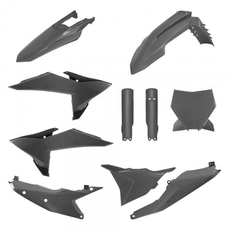 POLISPORT kompletní sada plastů (FULL KIT) KTM SX/SX-F/XC/XC-F 25-26 v sadě tabulka přední a kryty tlumičů barva šedá (N-GRAY) (POLISPORT kompletní)